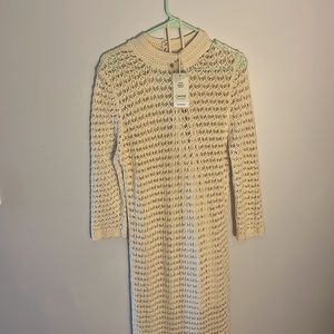 MANGO Mockneck crochet midi dress